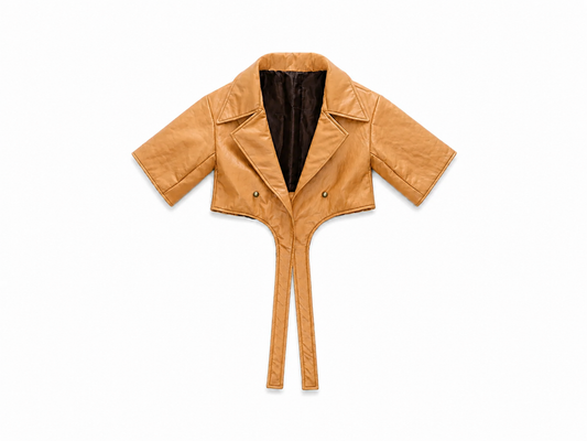 Leather Cross Over Jacket