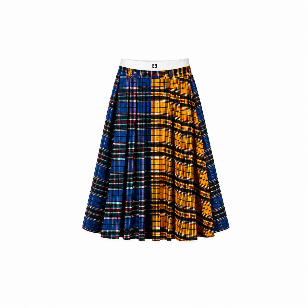 Pleated Multi Blend Wool Skirt