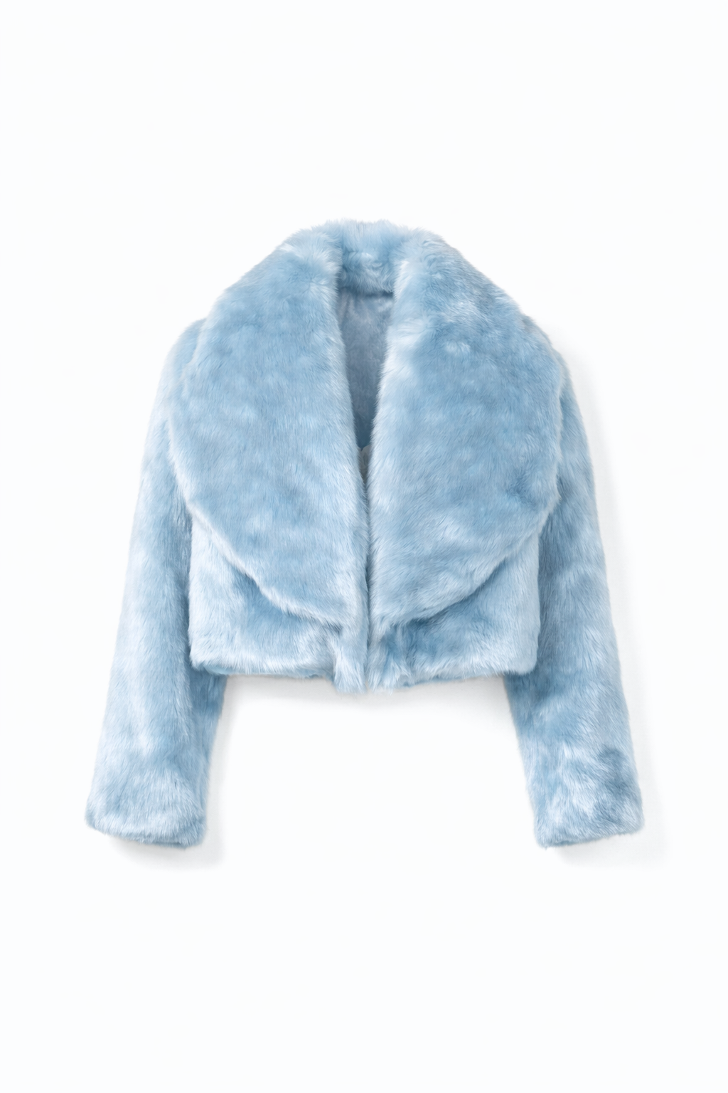 Sky Blue Cropped Fur Jacket
