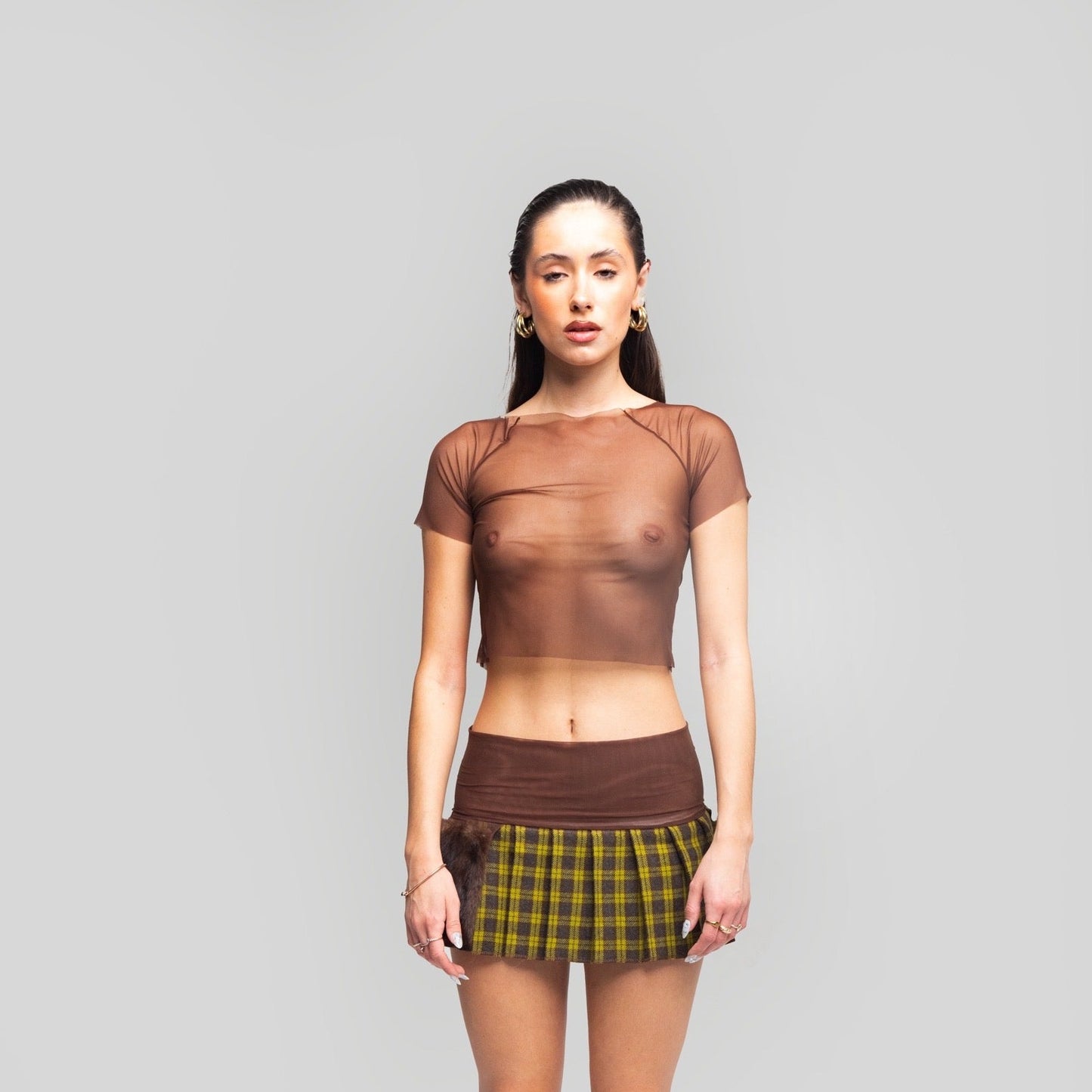 Louloutte BROWN CREW-NECK T-SHIRT