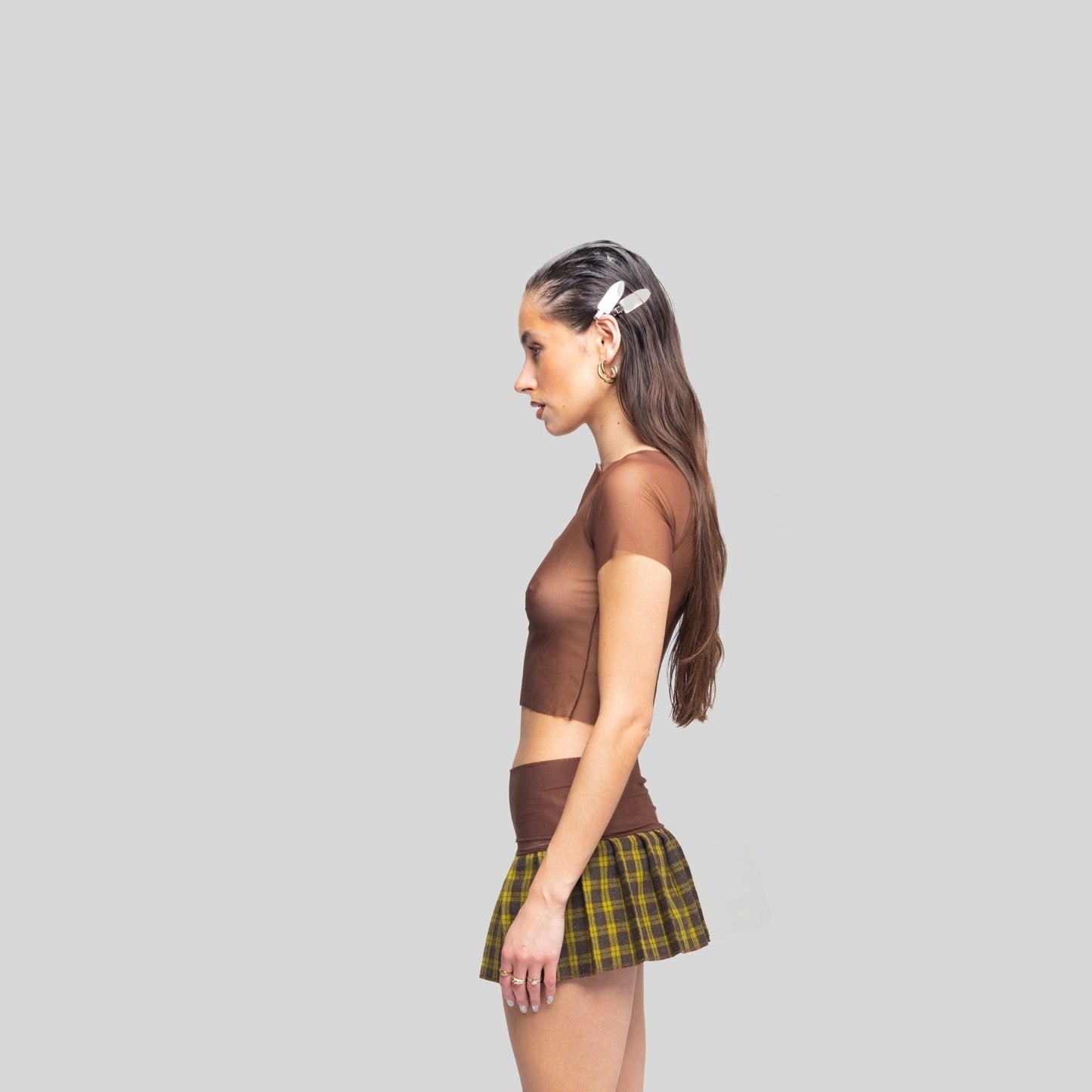 Louloutte BROWN CREW-NECK T-SHIRT