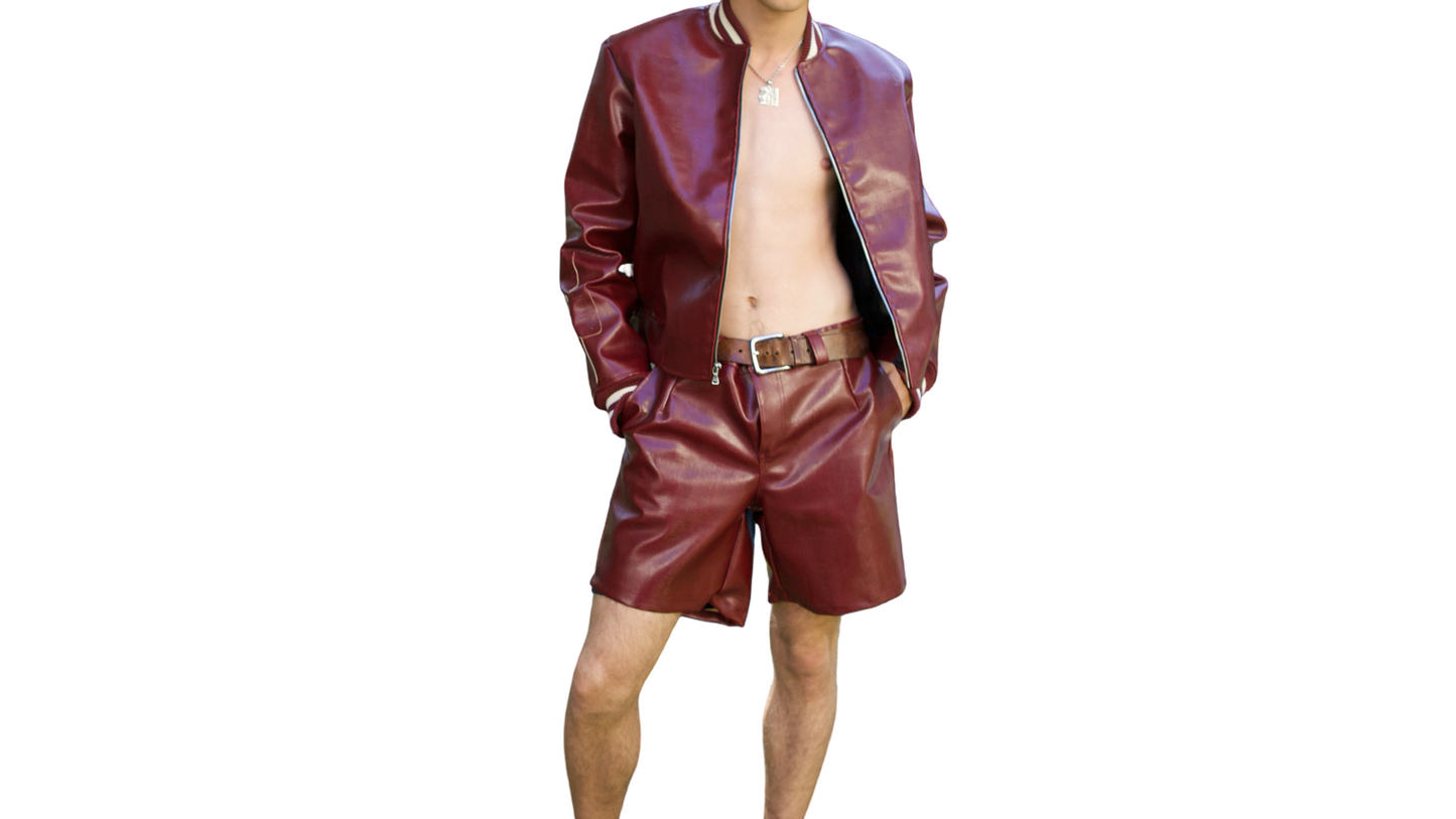 Burgundy Leather Shorts